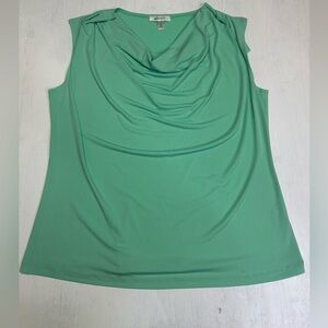 Dressbarn XL Mint Green Cowl Neck Sleeveless Blouse Stretch Top